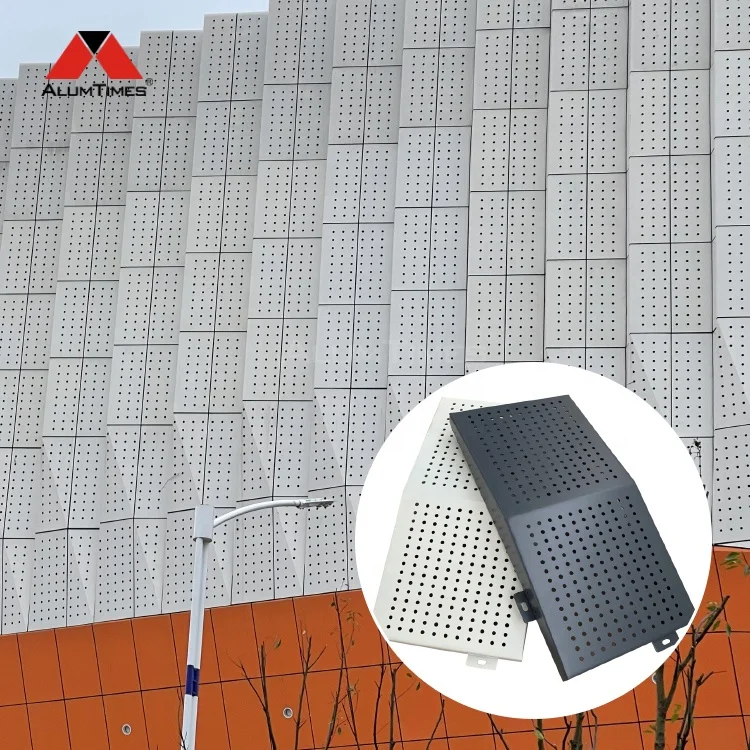 ALUMTIMES 3D Construction Lowes Decorative Pattern Cnc Curve Aluminum Perforated Panel Curtain Walls Exterior Cladding Panel