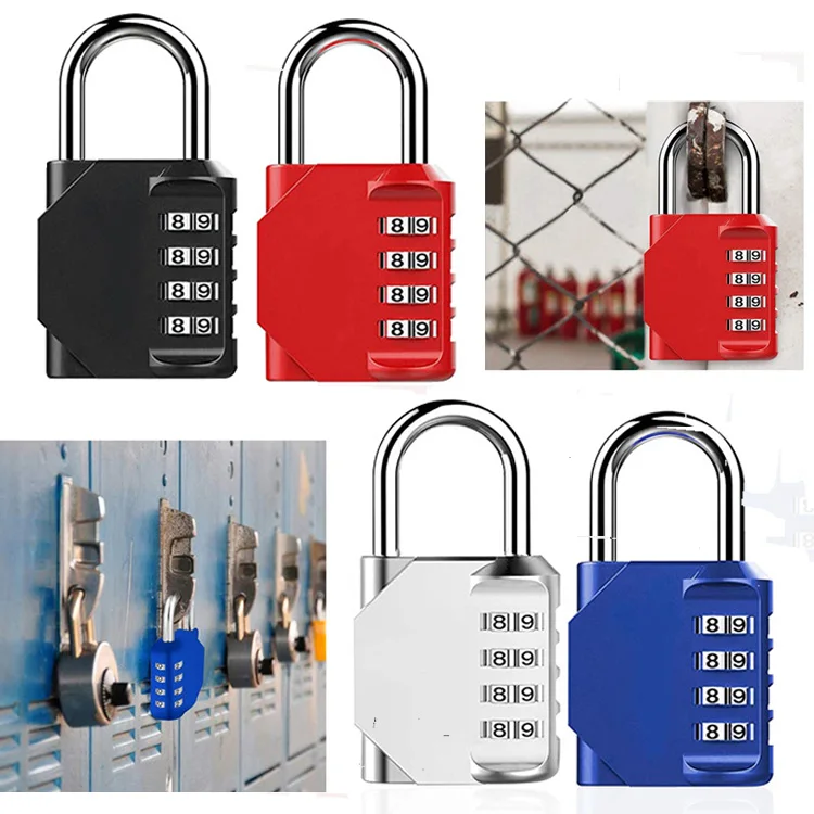 Heavy Duty 114G Resettable Zinc Alloy 4 Digit Padlock Black Combination Padlock School Gym Cabinet Code Pad Locks