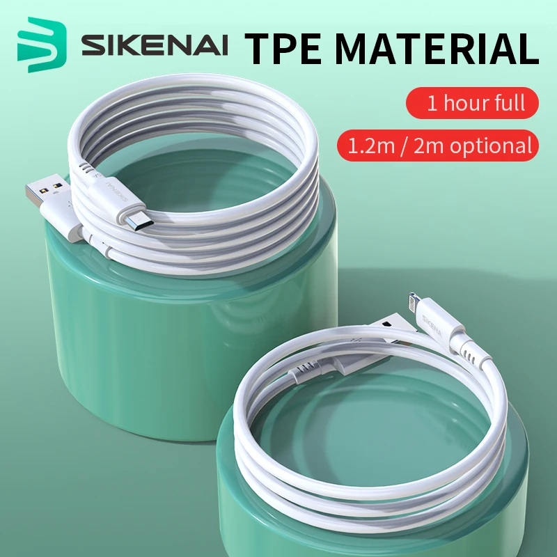 Sikenai Hot 2M 3A USB Type c кабель для быстрой зарядки