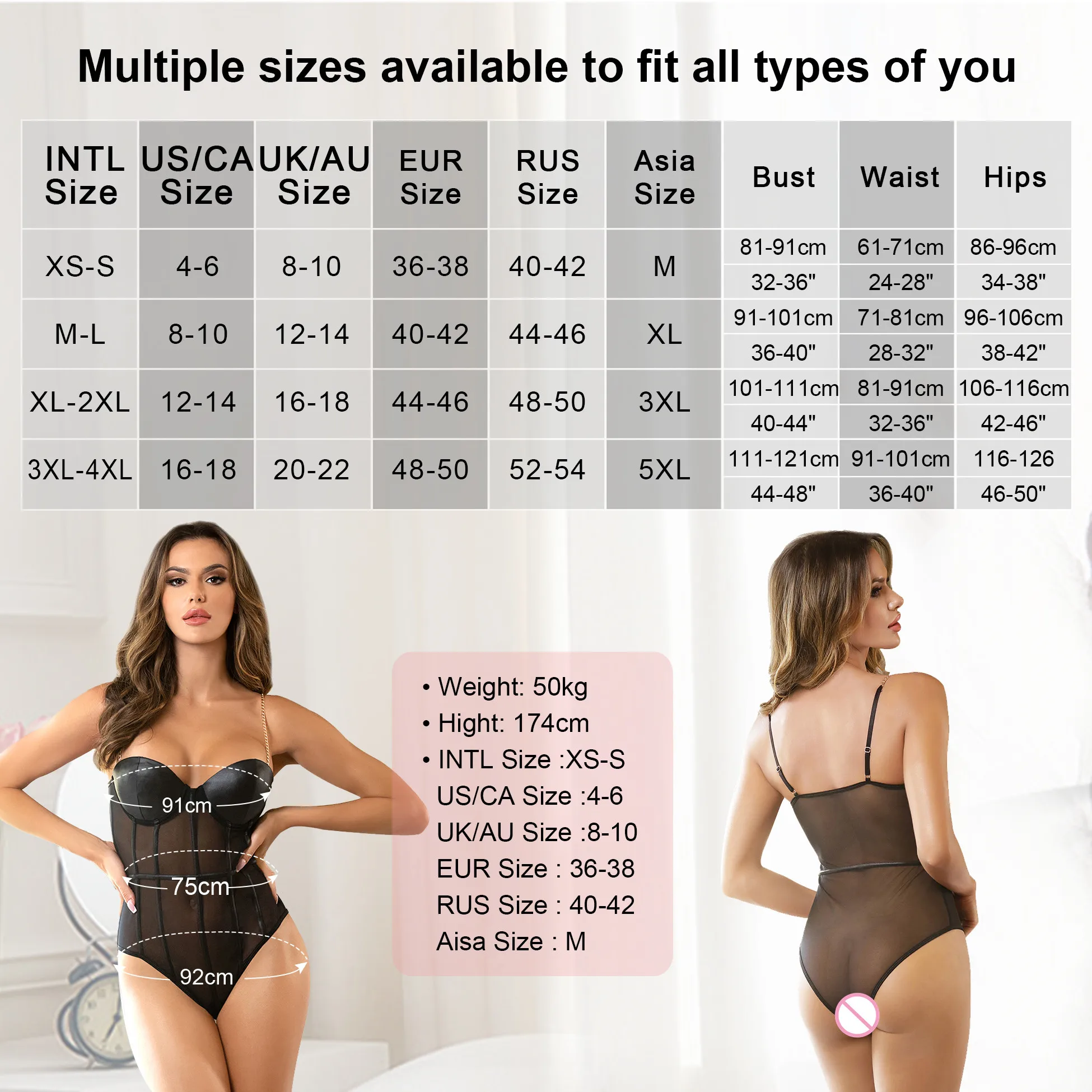 Fashion Style One Piece Metal Strap See Through Mesh Underwire Bodysuit Crotch Openable Sexy Bodysuit Lingerie for Women