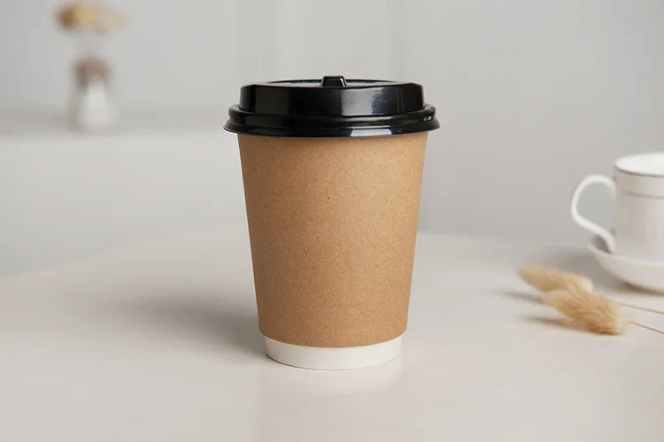 Промоакция, Высококачественная коричневая одноразовая бумажная чашка для кофе из крафт-бумаги с двойными стенками