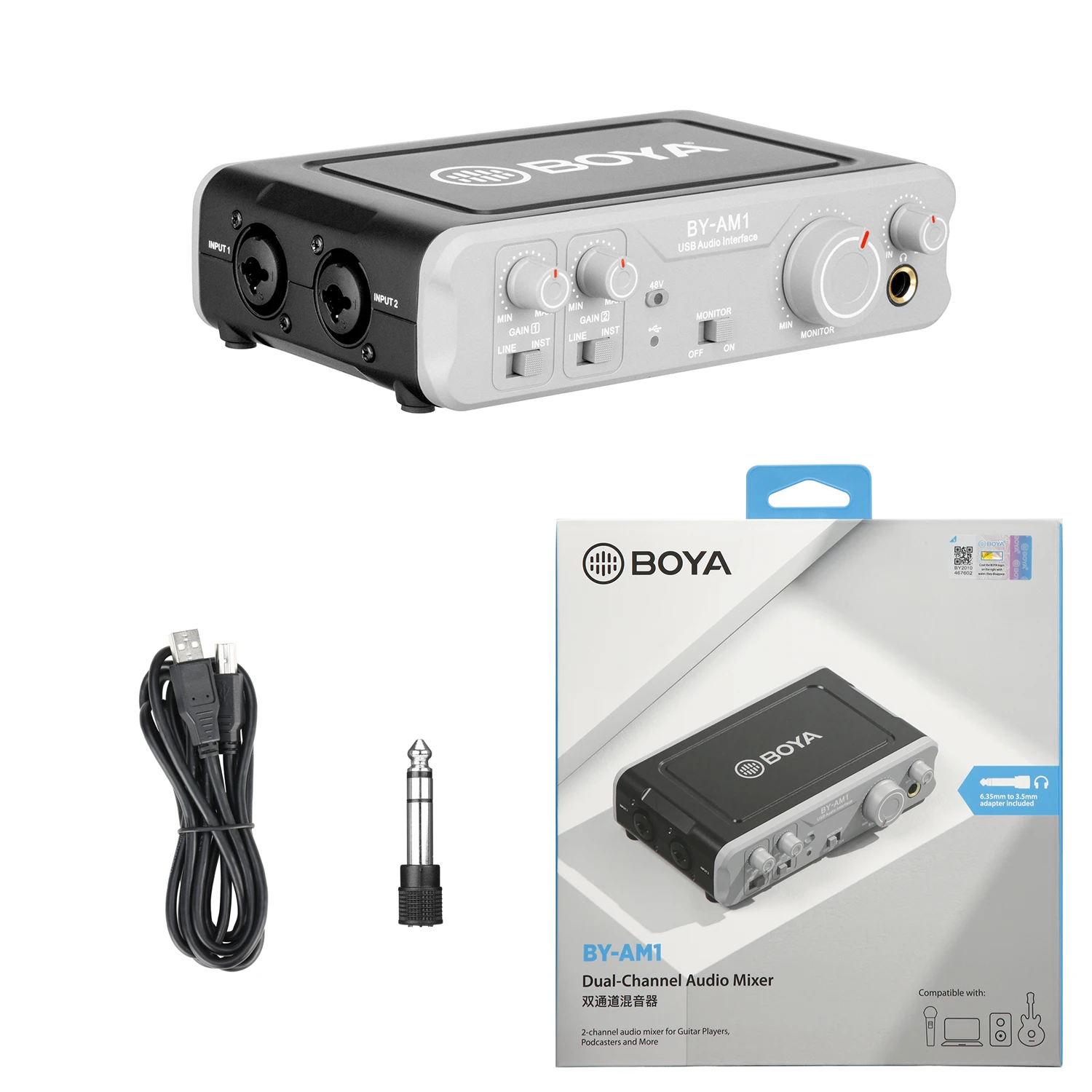 BOYA BY-AM1 Профессиональный двухканальный АУДИО смеситель для динамический конденсаторный XLR микрофон инструмент портативного