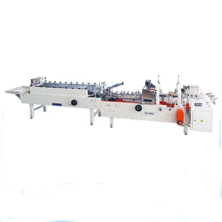 ZH-800L New model pasting corrugated candle box folder gluer automatic comb box folding machine