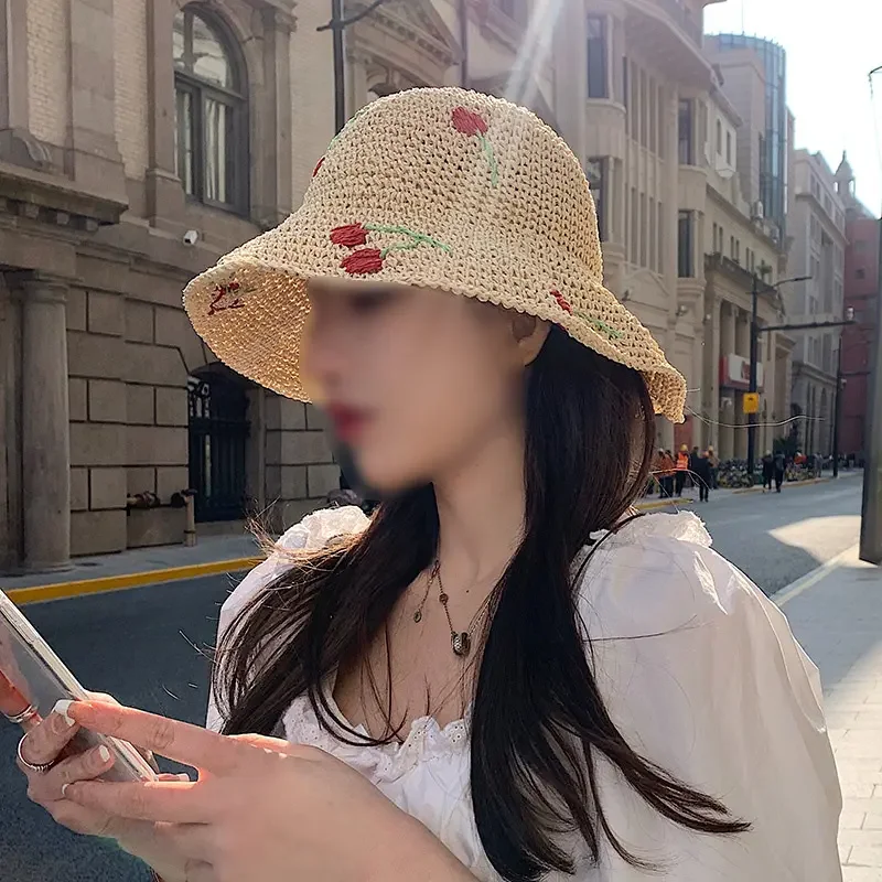 Cheap Wholesale Fashion Big Brim Women Summer Sun Straw Hat Sunscreen Sun Beach Hat