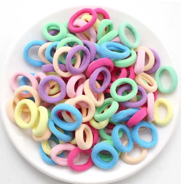 100 Pcs/lot 2.5CM High-elastic Kids Candy Color Hair Rope Elastic Scrunchie Hair Bands Mini Hair Rings Rubber Band for Girls
