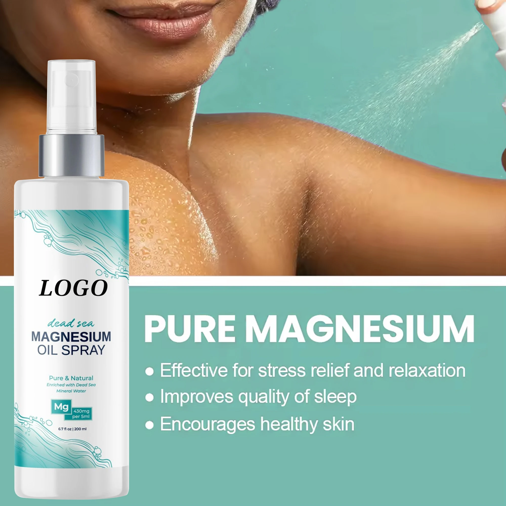 Private Label Natural Pure Essential Oil Relaxing Calming Muscle Pain Relief Dead Sea Magnesium Oil Spray For Skin Care