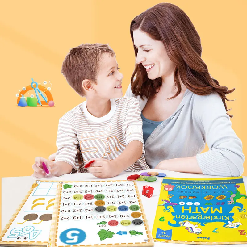 Early Math Learning Activity Book with chips and numbers