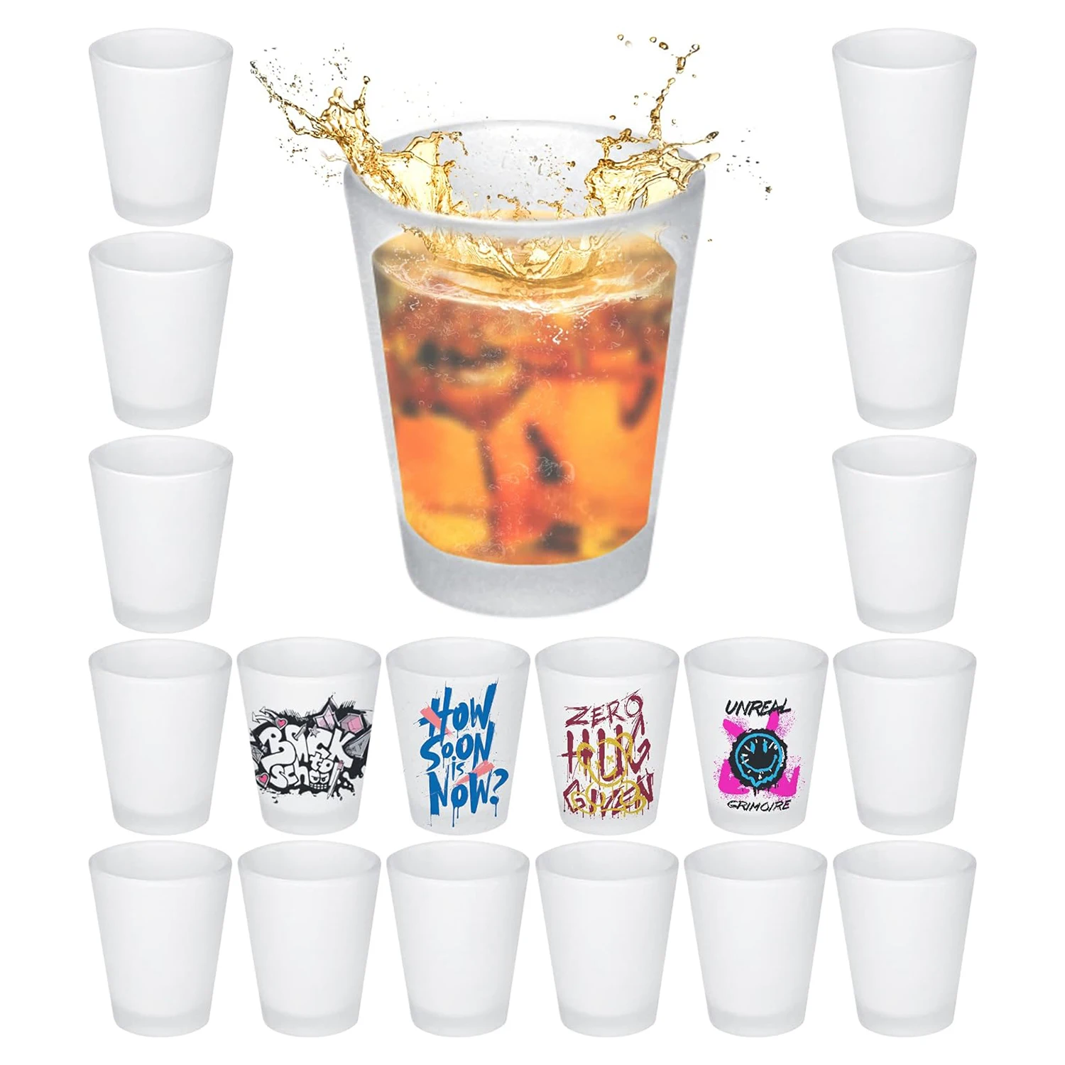 Wholesale 1.5oz Frosted Shot Glass Sublimation Blank Bullest Glass for Whiskey