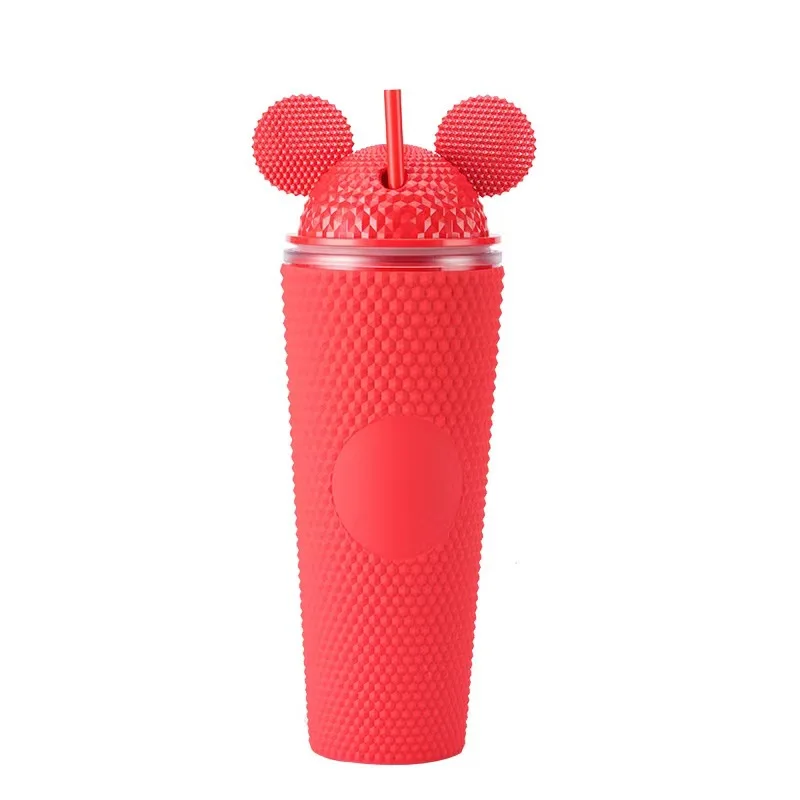 Feiyou free sample eco friendly reusable mouse double wall kids acrylic mickey tumbler cup with lid straw with ears lid