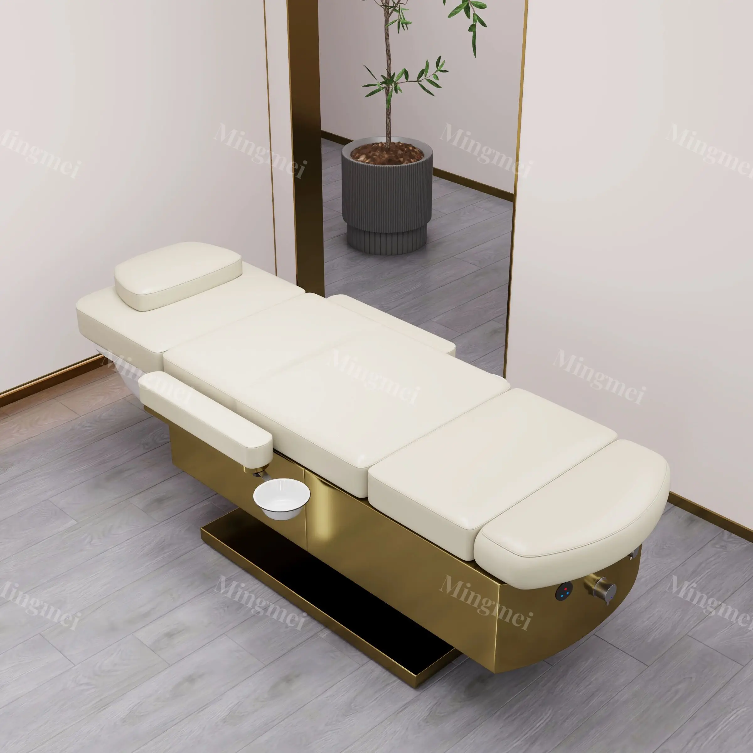 Multipurpose  pedicure furniture electric curved beauty bed with foot spa bowl and Shampoo Bowl