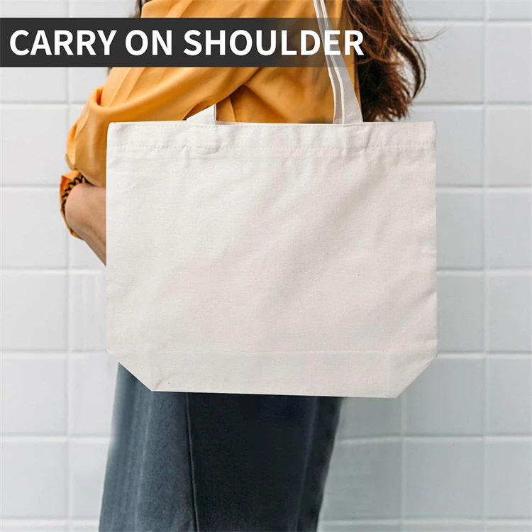 Custom Logo Canvas Grocery Bag Canvas Shopper Oversized Canvas Bag Large Weekender Cotton Tote Bag With handle