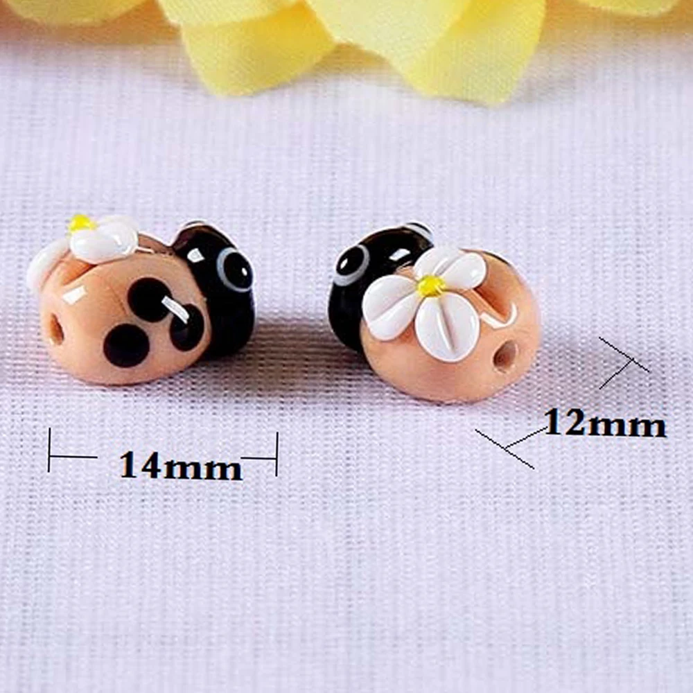 Factory wholesale DIY Bracelet Cute Lampwork Murano Glass Ladybug Beads