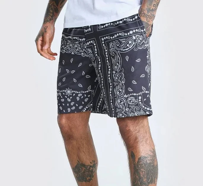 High quality jogging graphic bandana shorts