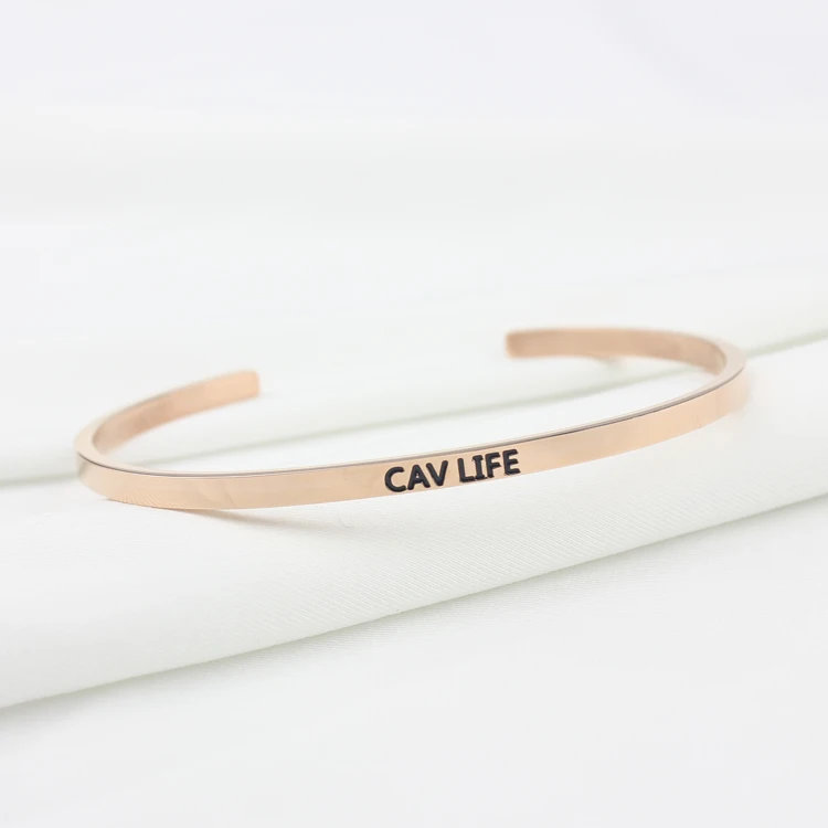 Stainless Steel Jewelry Customizable inspirational letters cuffs engraved bracelet lead free bracelet