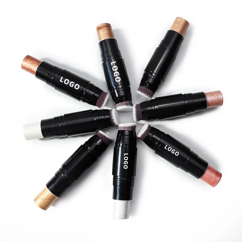 Private Label Waterproof Cream Pigment Shimmer Makeup Highlighter Stick With Brush