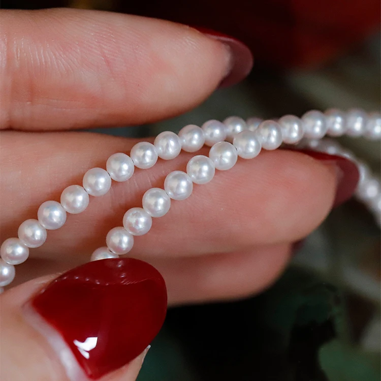 Fengzuan jewelry 2022 hot sale  2-3mm round white Baby pearl freshwater pearl strand DIY bracelet necklace jewelry production