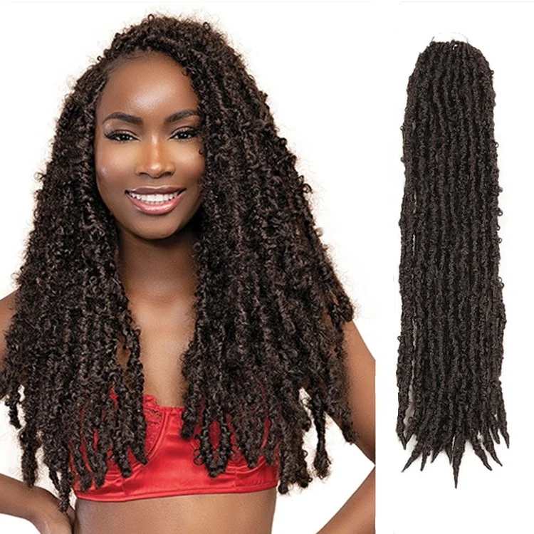 Crochet Hair Synthetic Braiding Hair extensions Faux Locs Crochet Braids 22 inch Distressed Butterfly Locs