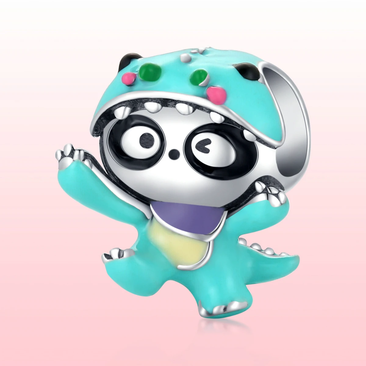 Fun Panda S925 Silver Bracelet Beaded Cute Cartoon Animal Diy Loose Beads Accessories SCC1933