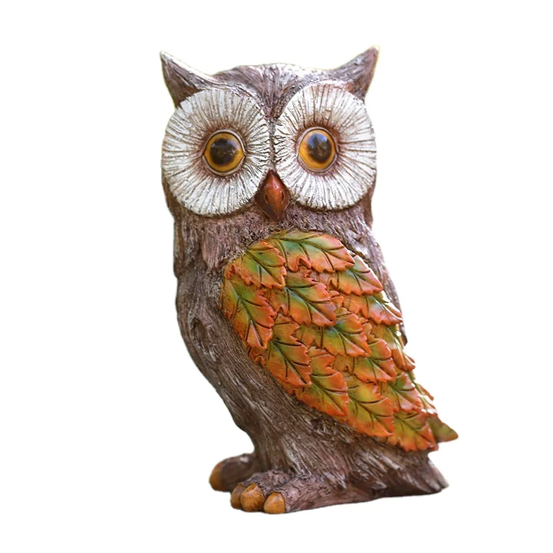 New cute pet tree leaf pattern Eagle rabbit resin statue home decoration balcony animal garden decoration Resin bird figurine