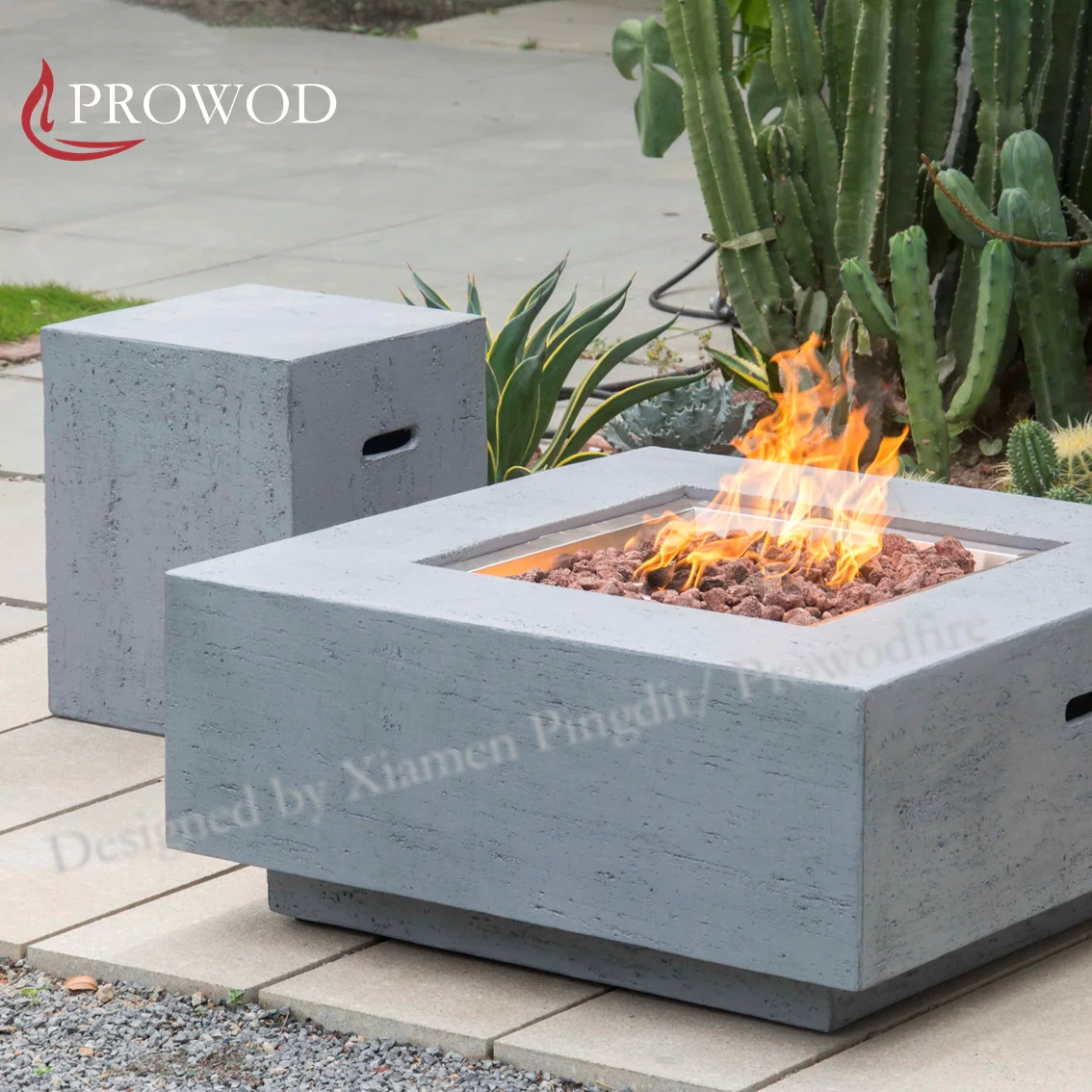 Garden Decoration Concrete fireplace LPG and NG Fire Pits Outdoor Square Fire Table