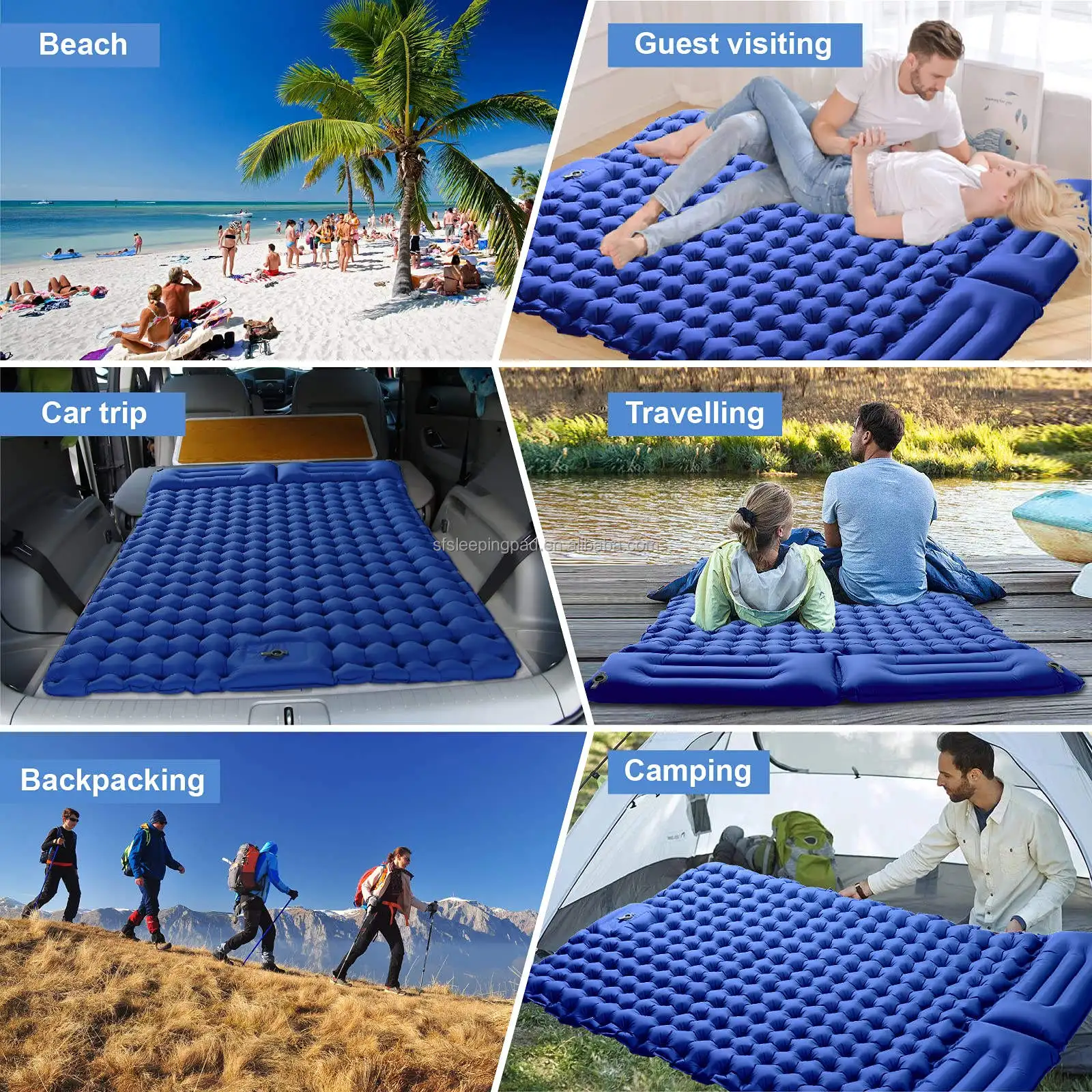 two person wide inflatable sleeping pad self double camping bed mattress twin sleeping pad