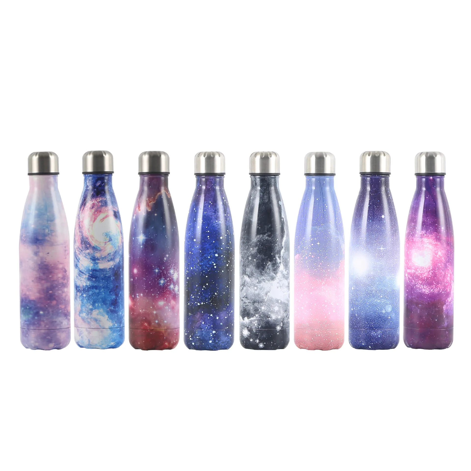 Starry Galaxy Printed Coke Bottle Stainless Steel Vacuum Bottle 500ml Double Wall Cola Shaped Water Bottle