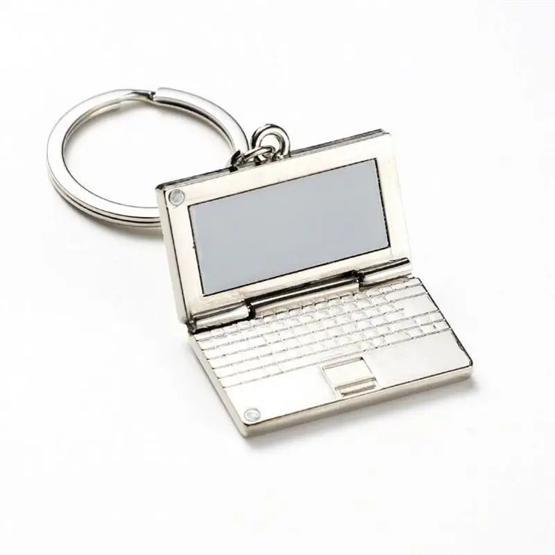 Custom 3D Laptop Keychain simulation Mini Foldable Notebook Computer Keyboard Keyring Holder Alloy LCD Metal Key Chains