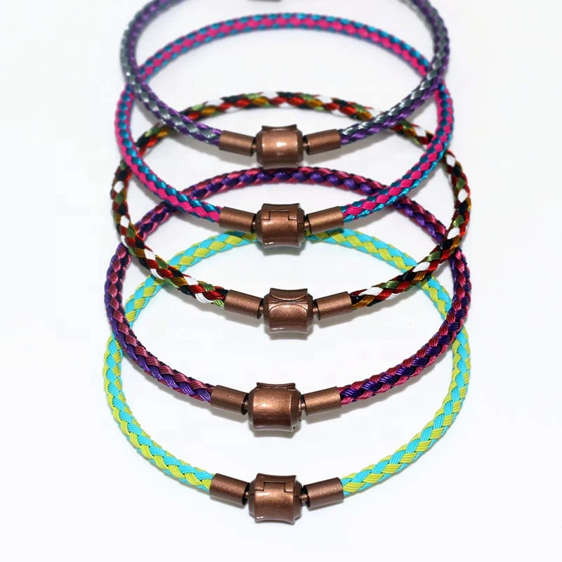 New vintage braided pure color wire rope hand rope female DIY student couple good luck stainless steel leather bracelet