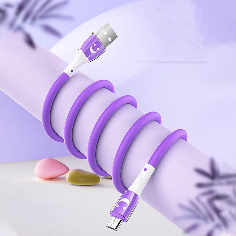 Лидер продаж, кабель для быстрой зарядки и передачи данных, цветной Usb-кабель для передачи данных со смайликом для iphone, huawei, Android