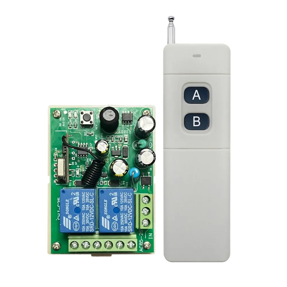 433MHz 2channels AC 110V 220V. Relay receiver RF transmitter remote control switch