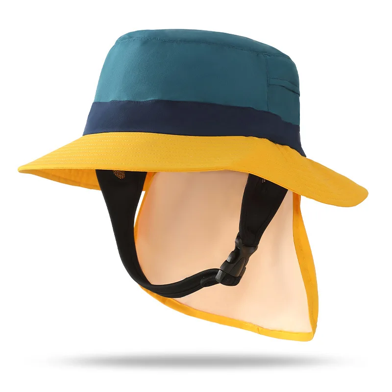 Surf bucket hat fishing hat hiking unisex adjustable chin strap adult fisherman surfing bucket hat with neck cover