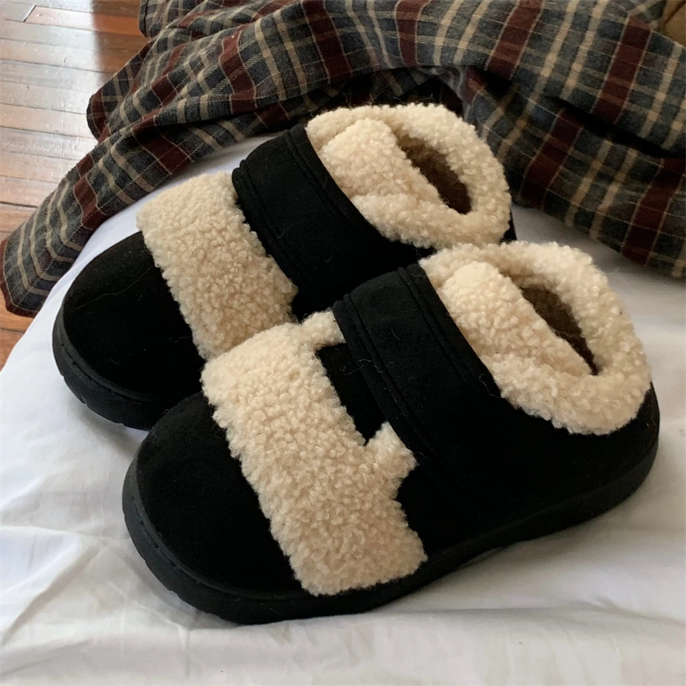 XIXITIAO new Birkenstocks Vintage Velcro women indoor plush indoor sock slippers warm winter home slippers