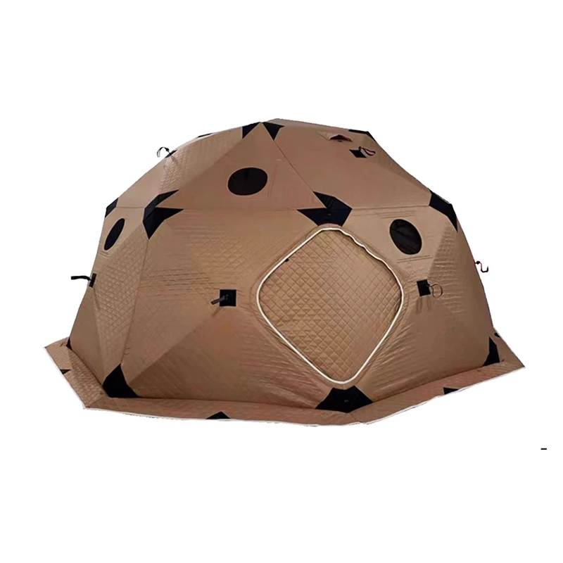 OEM& ODM Premium Luxury Winter Cotton Octagon Ice Fishing Tent Outdoor Mobile Sauna Spherical Tent with Large Space