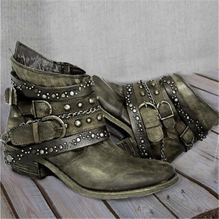 New Style Factory Wholesale Customretro Cowboy Rubber Pu Fabric Lady Casual Boots
