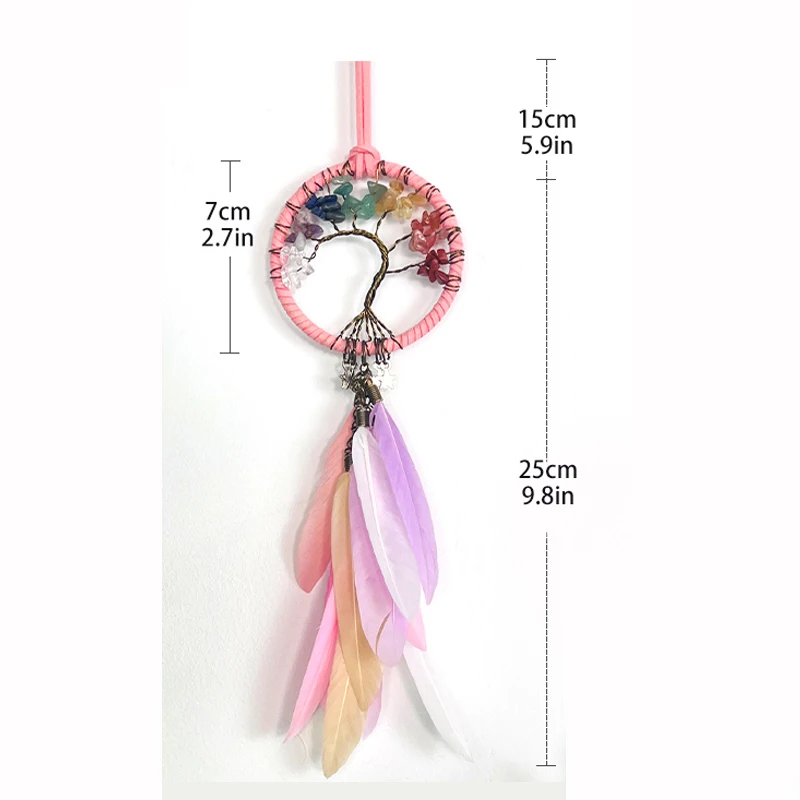 Factory Dream Catcher Car Interior Rearview Mirror Hanging Decor Feather Small Boho Car Charms Pendant Accessories Blessing