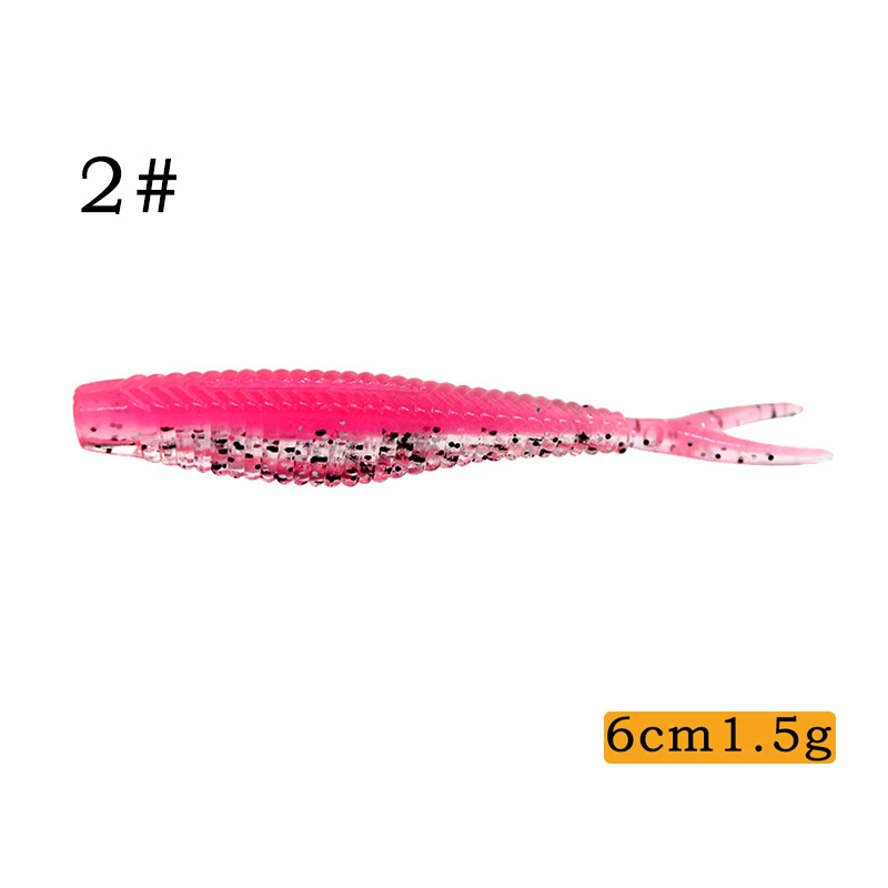 Новое поступление 1 5g 6 см в наличии 8 цветов 10 шт./пакет для рыбалки мягкие блесны на удочку супер Fluke раздвоенный хвост приманки