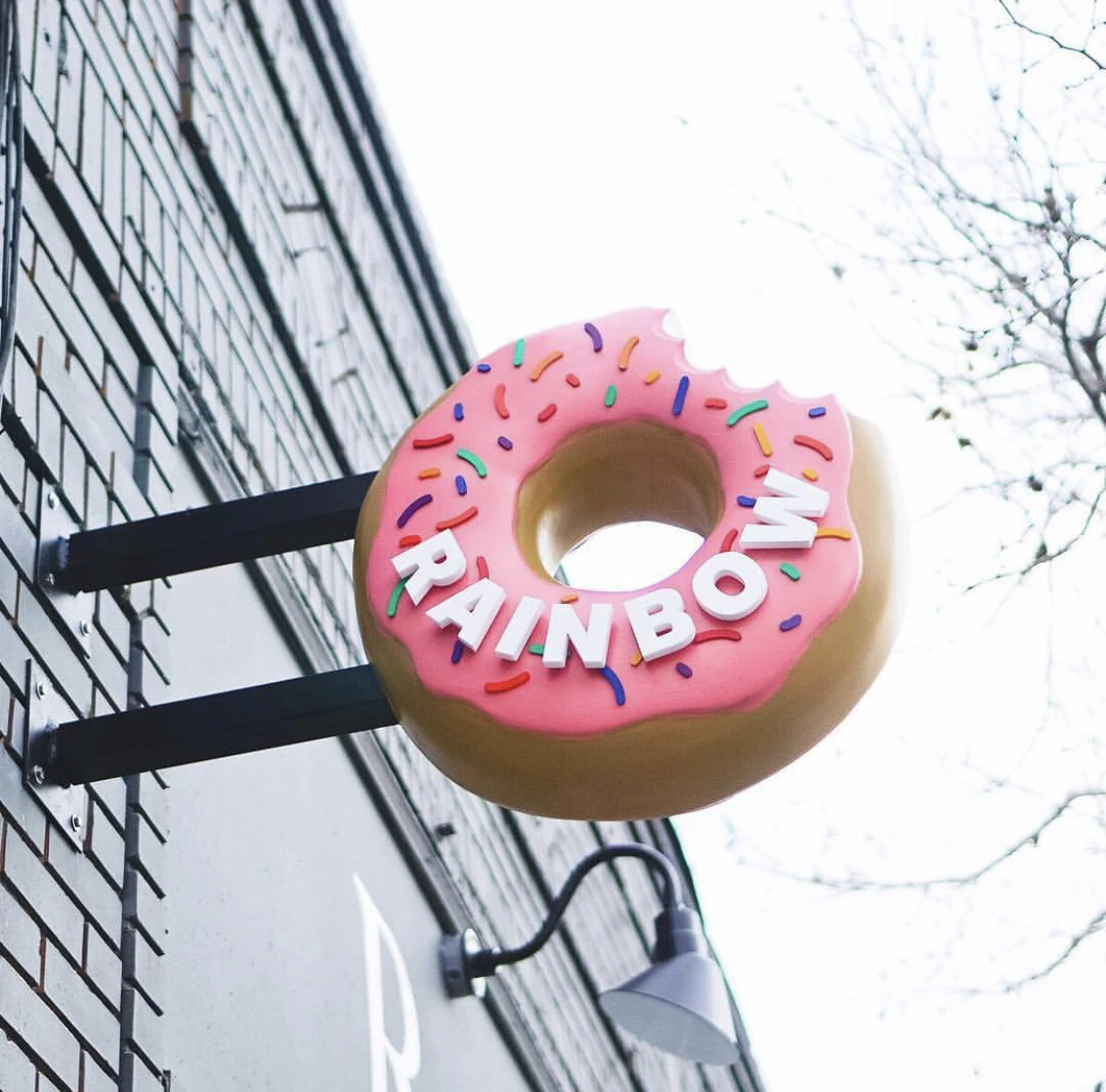 Beautiful donut shape dreamlike 3d engraved business advertising signs logo outdoor