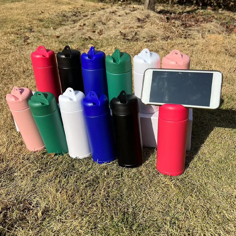 280ml 350ml stainless steel office water bottle with phone holder