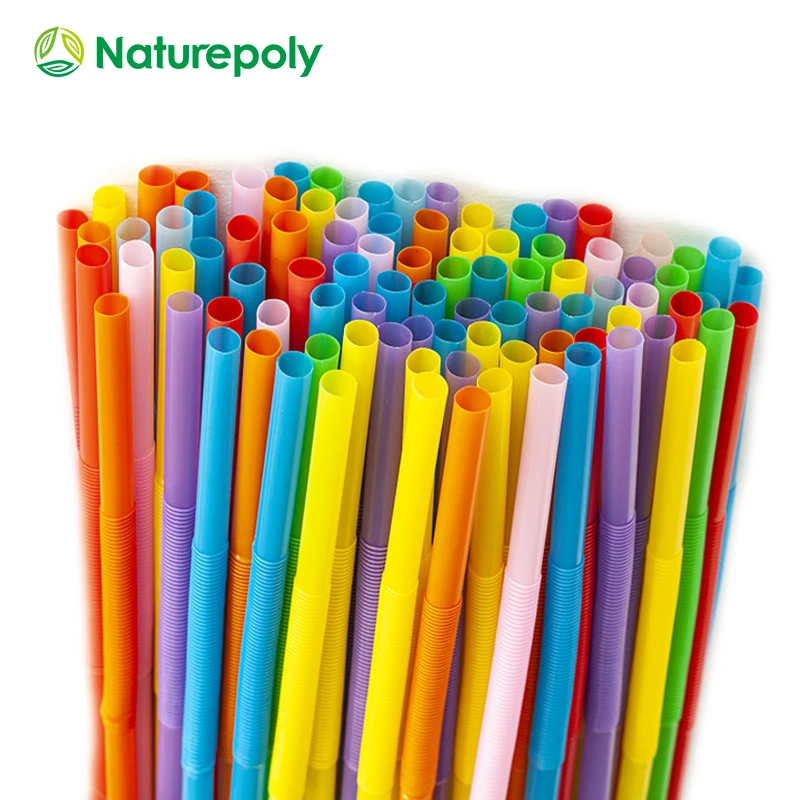 Factory Wholesale 8mm 10mm 12mm Custom Compostable Bendy Straws Non Plastic PLA Biodegradable Straws Flexible Drinking Straw
