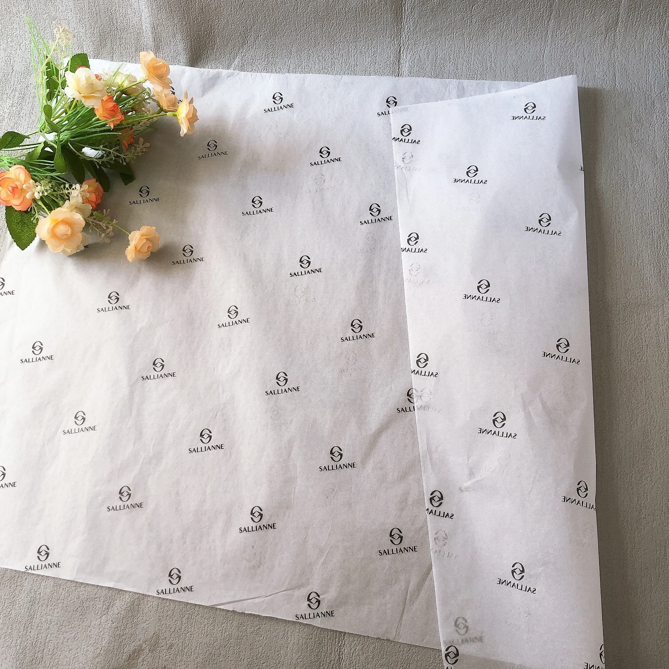 Custom printing white colored gift wrapping thin tissue paper with logo