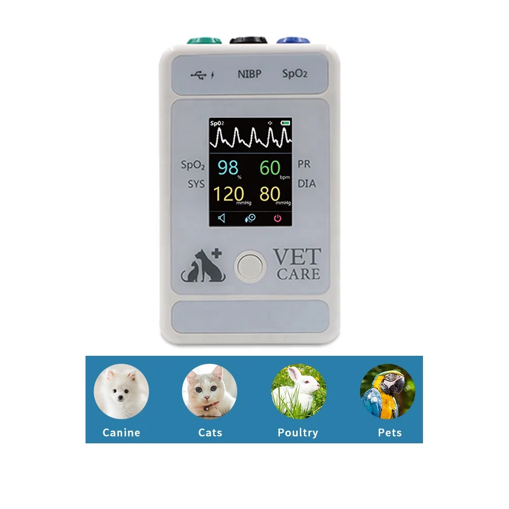 Pets Portable Vet Medical Multi-parameters Etco2 Veterinary Patient Monitor for Animals: 1set/case
