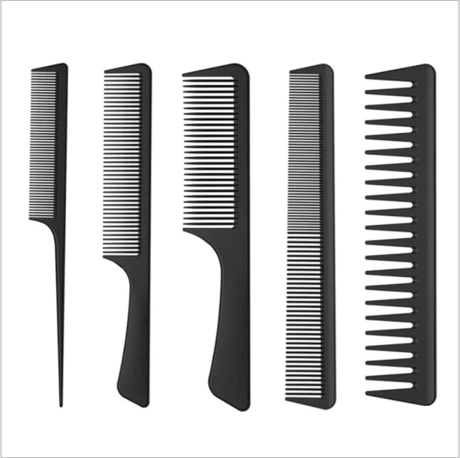 
2021 high quality black straight Hair Combs Carbon Fiber Comb with custom logo 