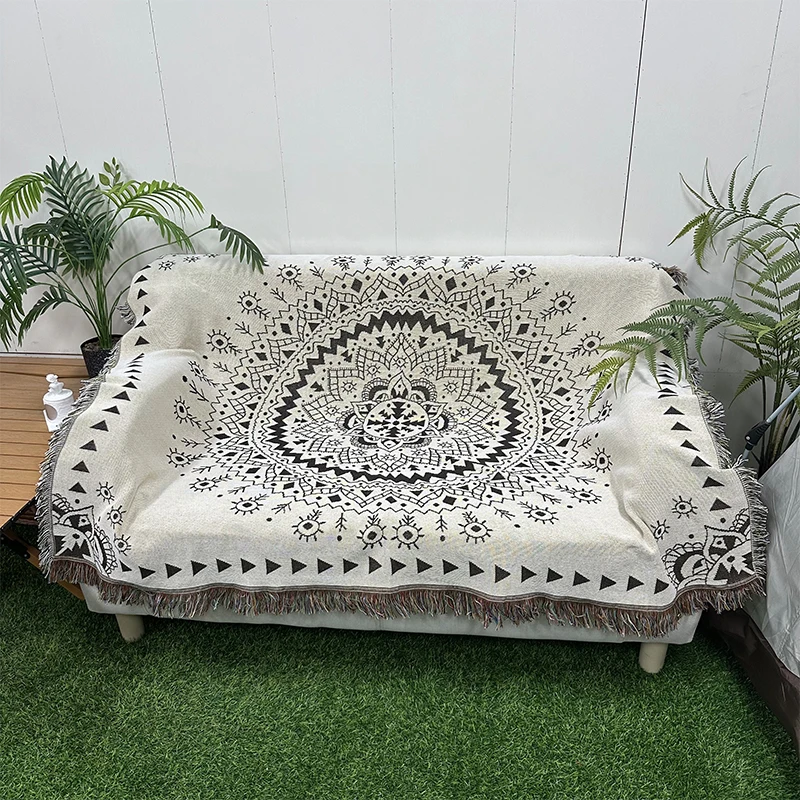custom throw blanket bohemian tassels jacquard tapestry woven throw blanket boho beach blanket