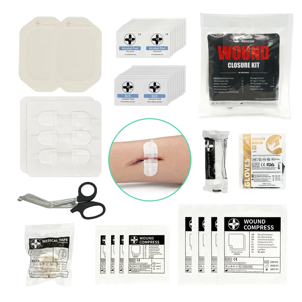 Rhino Rescue New Design Disposable Non Woven Wound Closure Device Suture Free Irreversible Zipper Wound Closure Kit