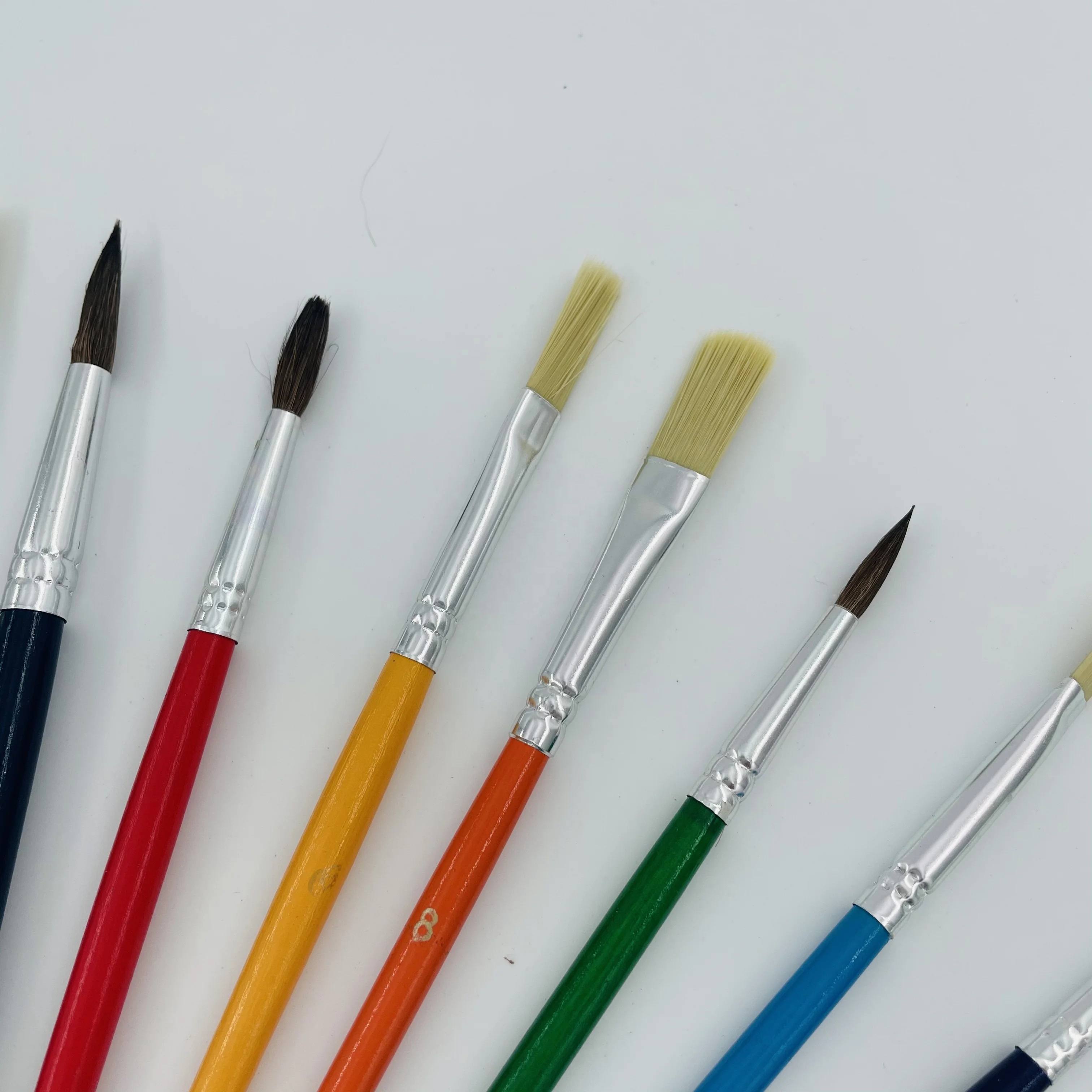 2022 Amazon hot sale factory wholesale 6pcs wooden handle aluminum tube horse hair mixed shape artist oil paint brush set