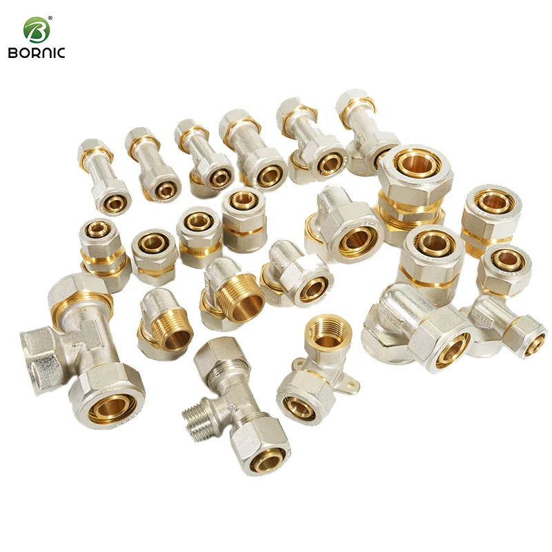 Tee Male Pex Pipe Fittings Compression Move Insert Brass Adaptor Coupling For Aluminum Pex Pipe Fittings