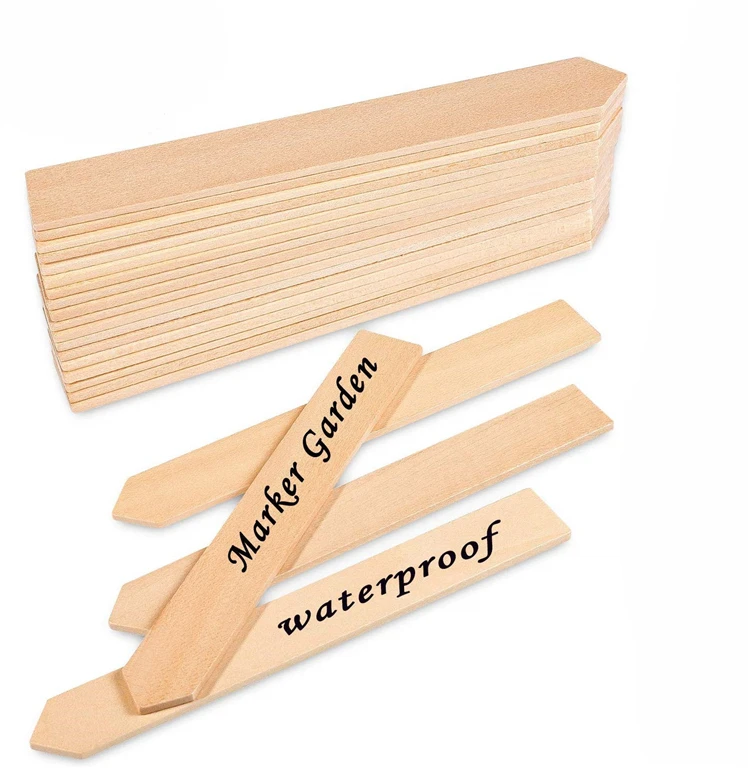 Amazo Hot Sale 15 x 2 cm Waterproof Pointed Wooden Plant Sign Tags Wooden Plant Labels Garden Markers,TLX0030