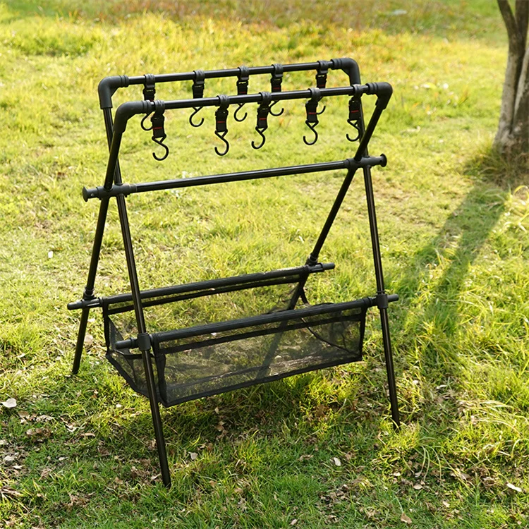 Portable Hanging Cooking Grill Rack Collapsible Multifunction Camping Hanging Rack for Outdoor BBQ Picnic