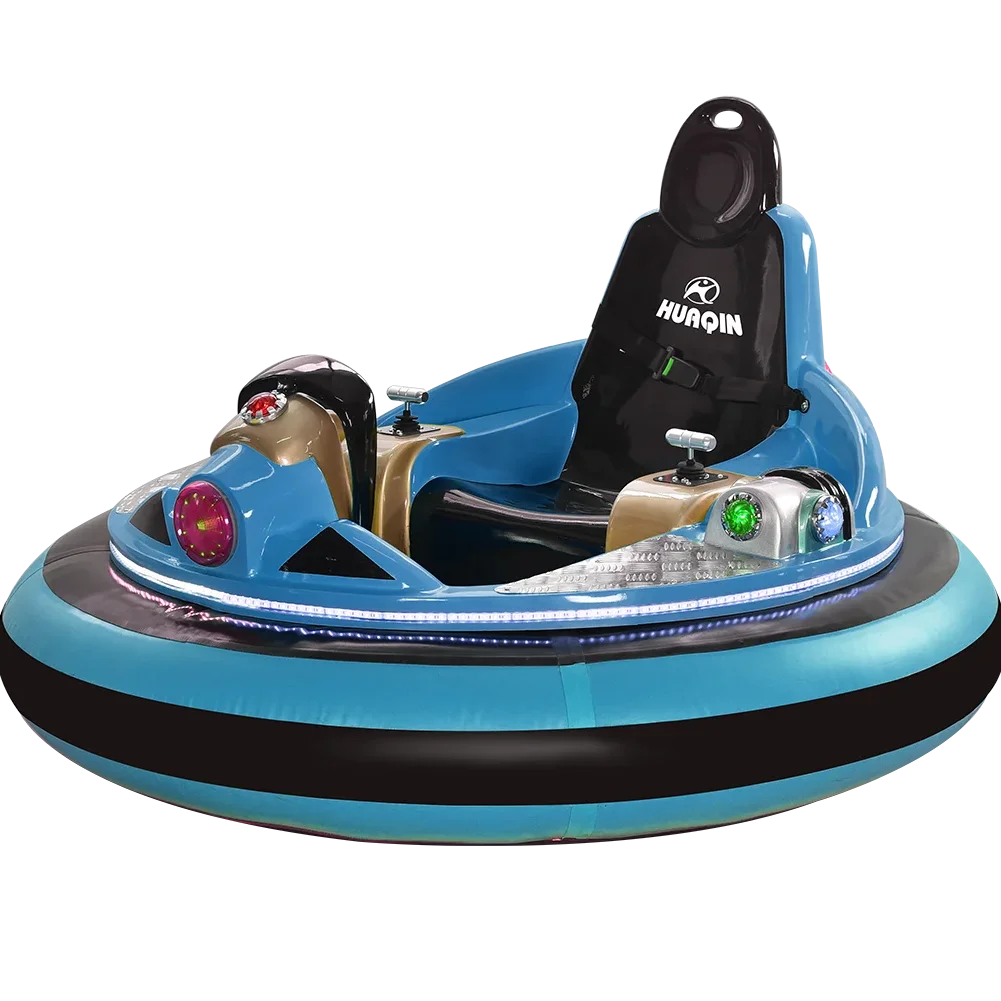 Stainless steel inflatable battery bumper car with music and LED lights UFO shape ride on car