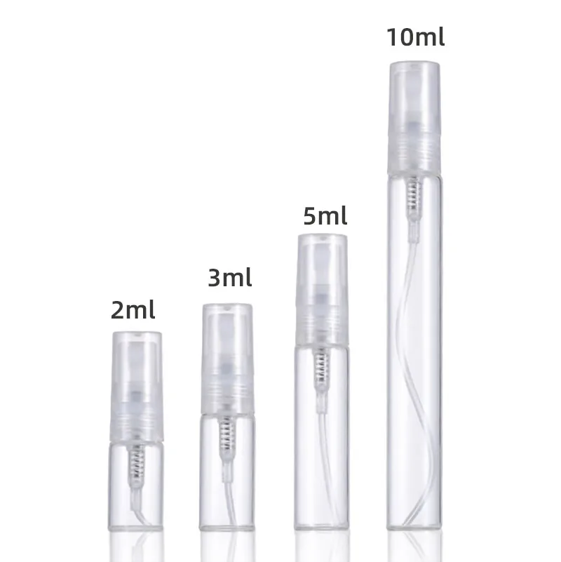 2ml 3ml 5ml 10ml mini clear glass perfume bottle spray press pump perfume filling container